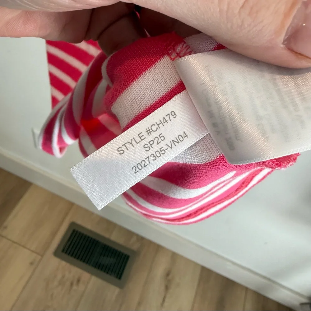 Crewcuts Pink & White Striped Short Sleeve Swim Coverup Girls XL 12-14 Cotton
